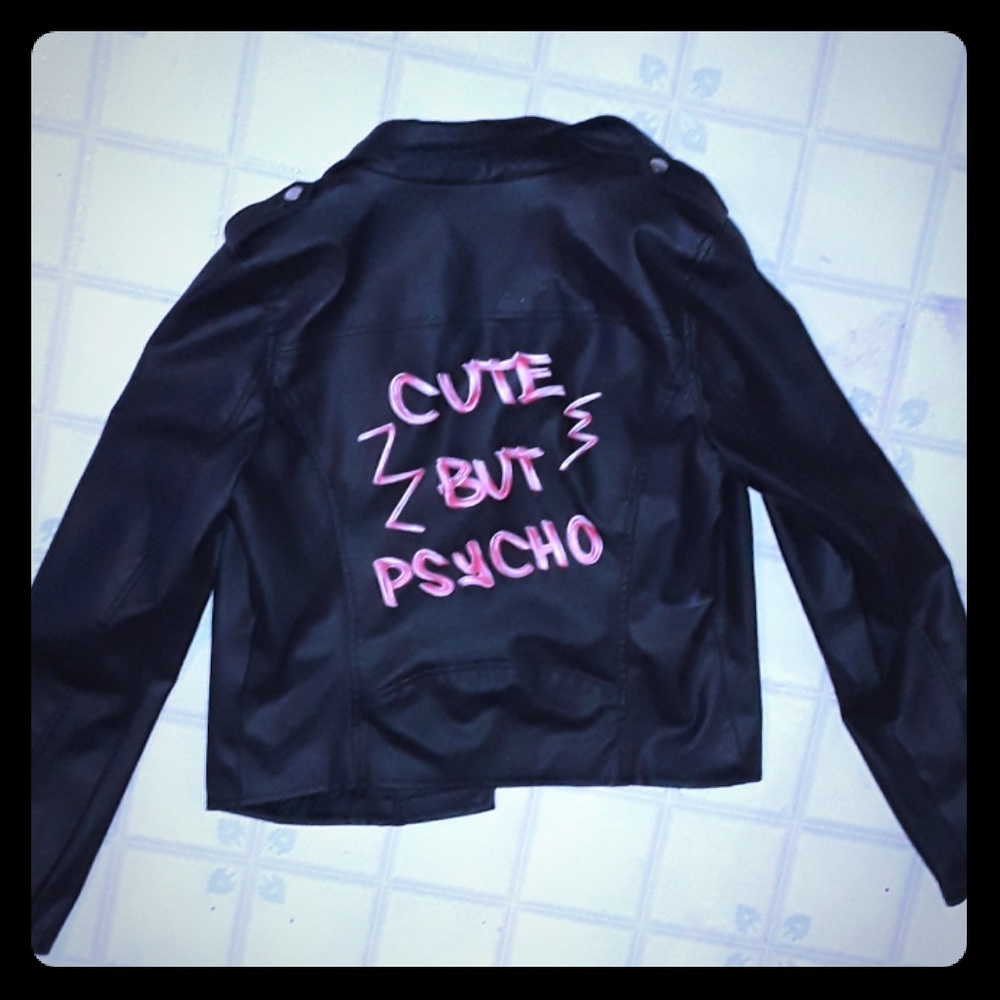 Cute but physio black leather jacket size medium